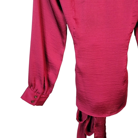 Moulinette Soeurs Velements by Anthropologie Silky Feel Long Waist Tie Blouse 4 - Picture 11 of 16